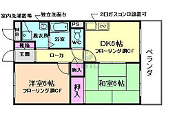 ストーク利倉 2DKの間取図画像