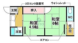 立花コーポ 2Kの間取図画像