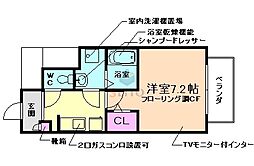 メゾン大島2 1Kの間取図画像