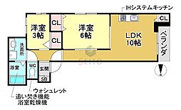 ヴィラ  オーブ - K 2LDKの間取図画像