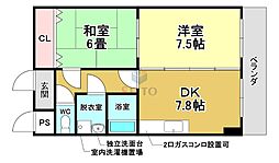 テラスハマ 2DKの間取図画像