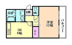 千成パークハイツアベ 1LDKの間取図画像