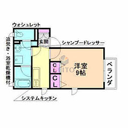 リヴァメゾン 1Kの間取図画像