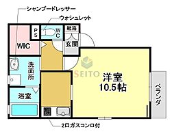 クレール濱シリ 1Kの間取図画像