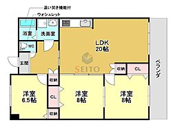 緑地ロイヤルハイツ2 3LDKの間取図画像