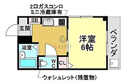 グランドール曽根東町 1Kの間取図画像
