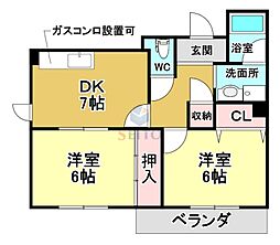 プリムシャトレ 2DKの間取図画像