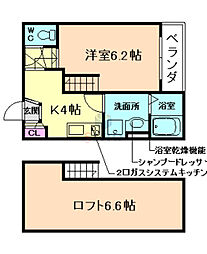 メゾンティエドゥール 1Kの間取図画像