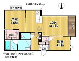 シャーメゾンフラット ヒル 2LDKの間取図画像