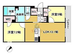 シャーメゾン ペイ ドゥ レーヴ 2LDKの間取図画像