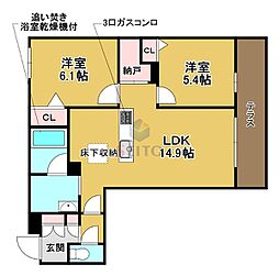 シャーメゾン ペイ ドゥ レーヴ 2LDKの間取図画像