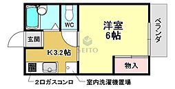 ラフィーネ曽根3 1Kの間取図画像