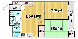 淀川ビル 2LDKの間取図画像