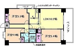 グランフォルク豊中 3LDKの間取図画像