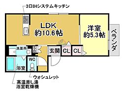 ヴェッツ櫻塚本通り 1LDKの間取図画像