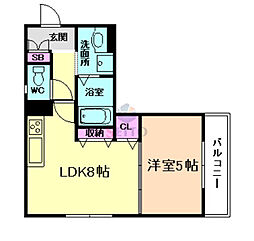 ラモーナ庄内栄町 1LDKの間取図画像