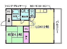 グレイスガーデン豊中 2DKの間取図画像