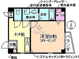 第10プロビナンス村橋 1Kの間取図画像