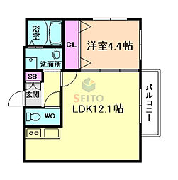 レジデンスコート豊中庄内 1LDKの間取図画像