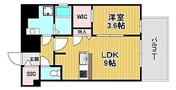 JR東西線 加島駅 徒歩4分の賃貸マンション 12階1LDKの間取り