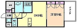 センターヒル御幣島 1DKの間取図画像