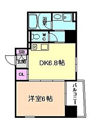 ファーストレジデンス大阪 1DKの間取図画像