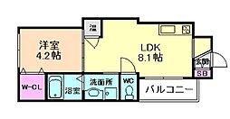 GRANDIR千船 1LDKの間取図画像