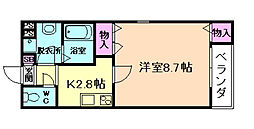 リベラ藤原 1Kの間取図画像