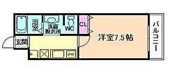 ノイヴェル野里 1Kの間取図画像