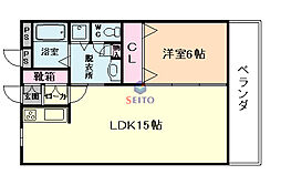 アパートメントK'Sフクシマ 1LDKの間取図画像