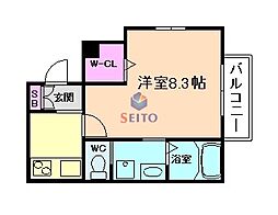 メゾン・ド・西梅田 1Kの間取図画像