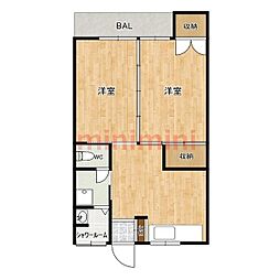 マンション真砂 2DKの間取図画像