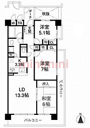 コスモ茨木上穂積 3LDKの間取図画像