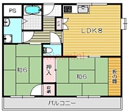 東山ハイツ 2LDKの間取図画像