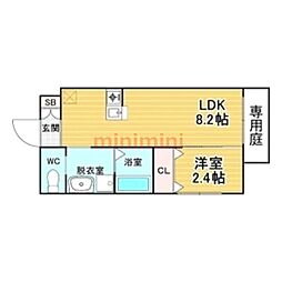 リアコート関大前II 1LDKの間取図画像