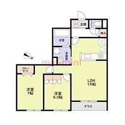 ハイテラス千里山 2LDKの間取図画像