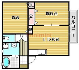 ベルドミール 2DKの間取図画像