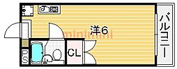 ロイヤルコート花菱 1DKの間取図画像