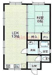 ヴィラ野田 1LDKの間取図画像