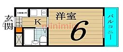 ジョイフル富田 1Kの間取図画像