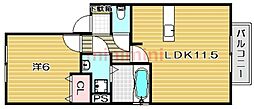 ウィルモア城西B 1LDKの間取図画像