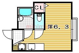 グリーンフィールド ワンルームの間取図画像