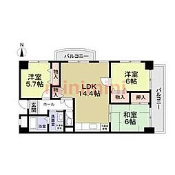 セゾン・若園 3LDKの間取図画像