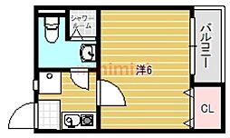 フォアール中村町 1Kの間取図画像