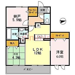 セジュールリズ 2SLDKの間取図画像