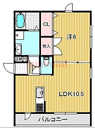 シルフィード真上 1LDKの間取図画像