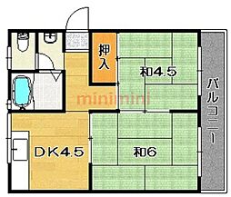 島尻ハイツ 2LDKの間取図画像