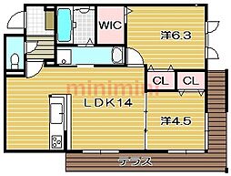 グランガーデン 2LDKの間取図画像