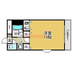 シャトレ豊津2 ワンルームの間取図画像