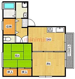 グリーンヒル2B棟 3DKの間取図画像